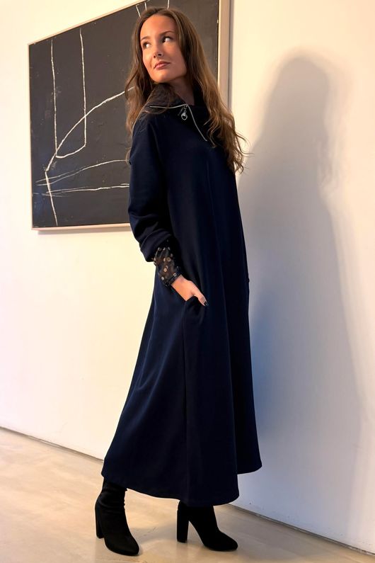 Sola Smart Tech Zip Cowl Dress Navy